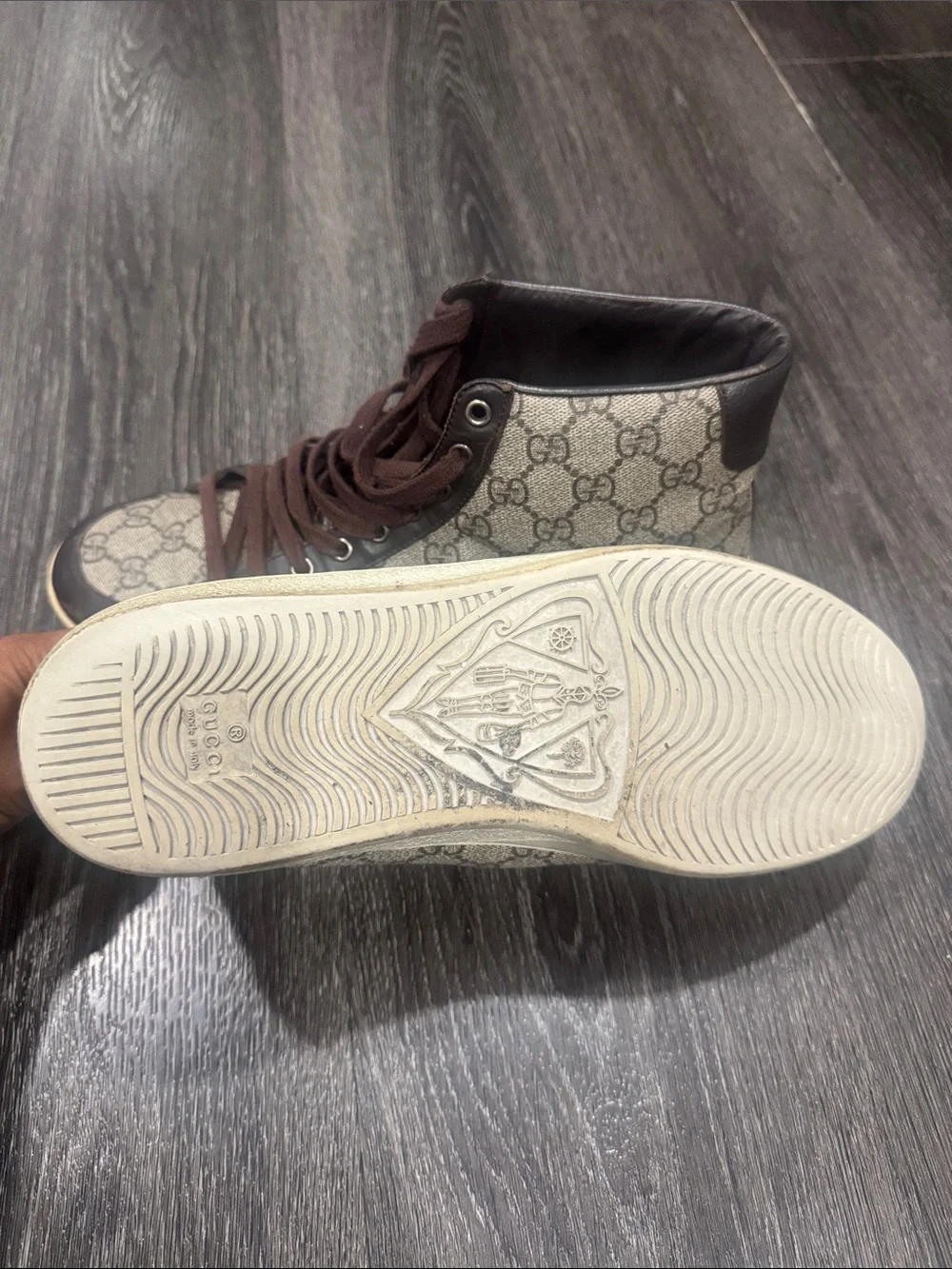 Gucci Brown GG Monogram High-Top Sneakers